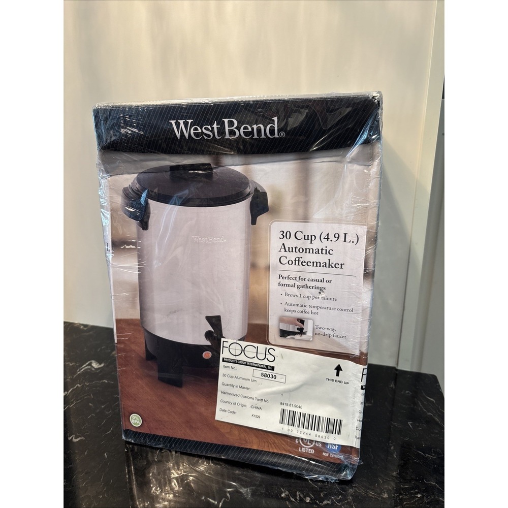 West Bend 58030 Coffee Urn Highly-Polished Aluminum Features Automatic Temper...